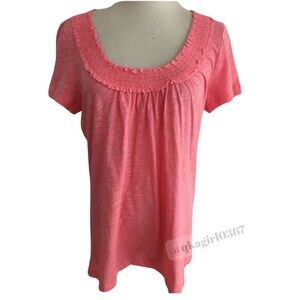 Talbots Coral Scoop Neck Peasant Tee
